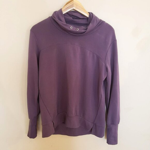 𝅺TE Verde Purple Cowl Neckline Long Sleeves Thumbholes Pullover YOGA Sweatshirt - Picture 10 of 10